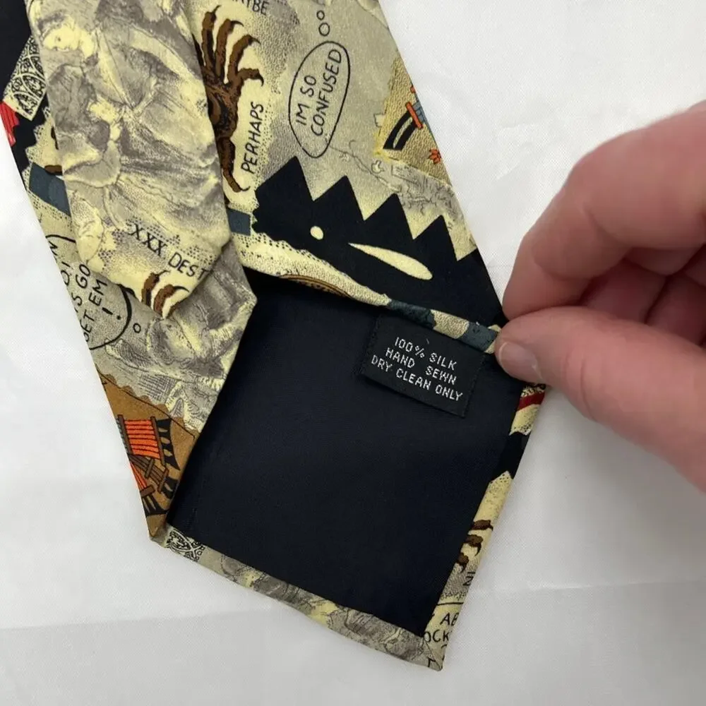 Vintage Nicole Miller 1990s Silk Tie Necktie Whimsical Print 90s Devil Crab